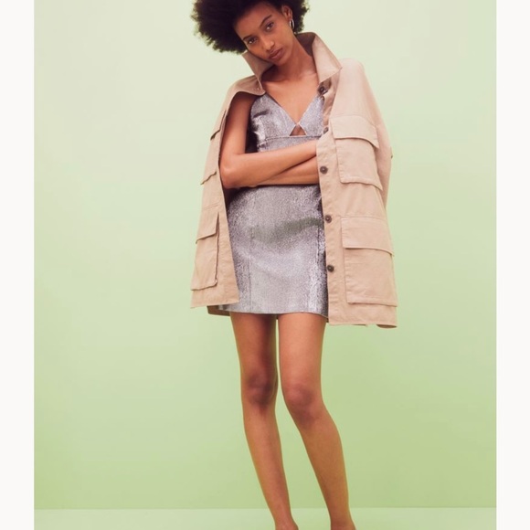 New H&M Mauve Sparkley Cutout Mini Dress - Picture 4 of 7